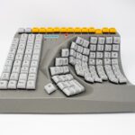 Keyboard with all keys in a one handed orientation.