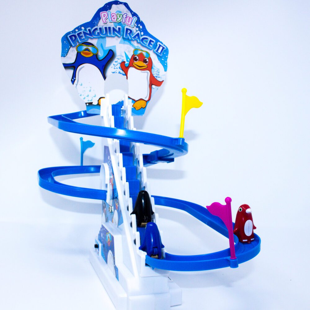 Penguin Roller Coaster Switch Adaptive Toy available in the lending library at FAAST.org